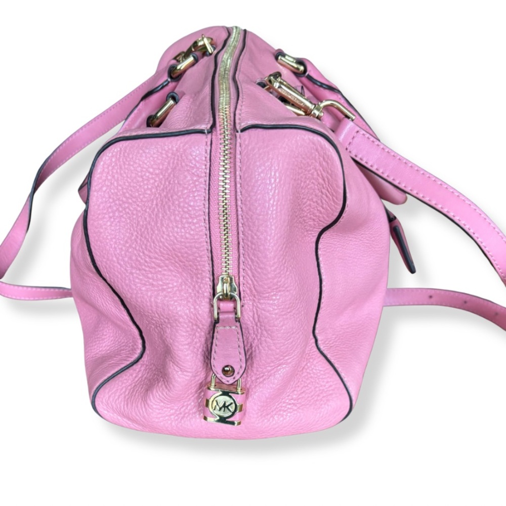 👜 Michael Kors Pink Pebbled Leather Satchel | Gold Hardware - Picture 3 of 16